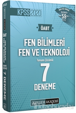 2020 KPSS ÖABT Fen Bilimleri Fen ve Teknoloji Tamamı Çözümlü 7 Deneme